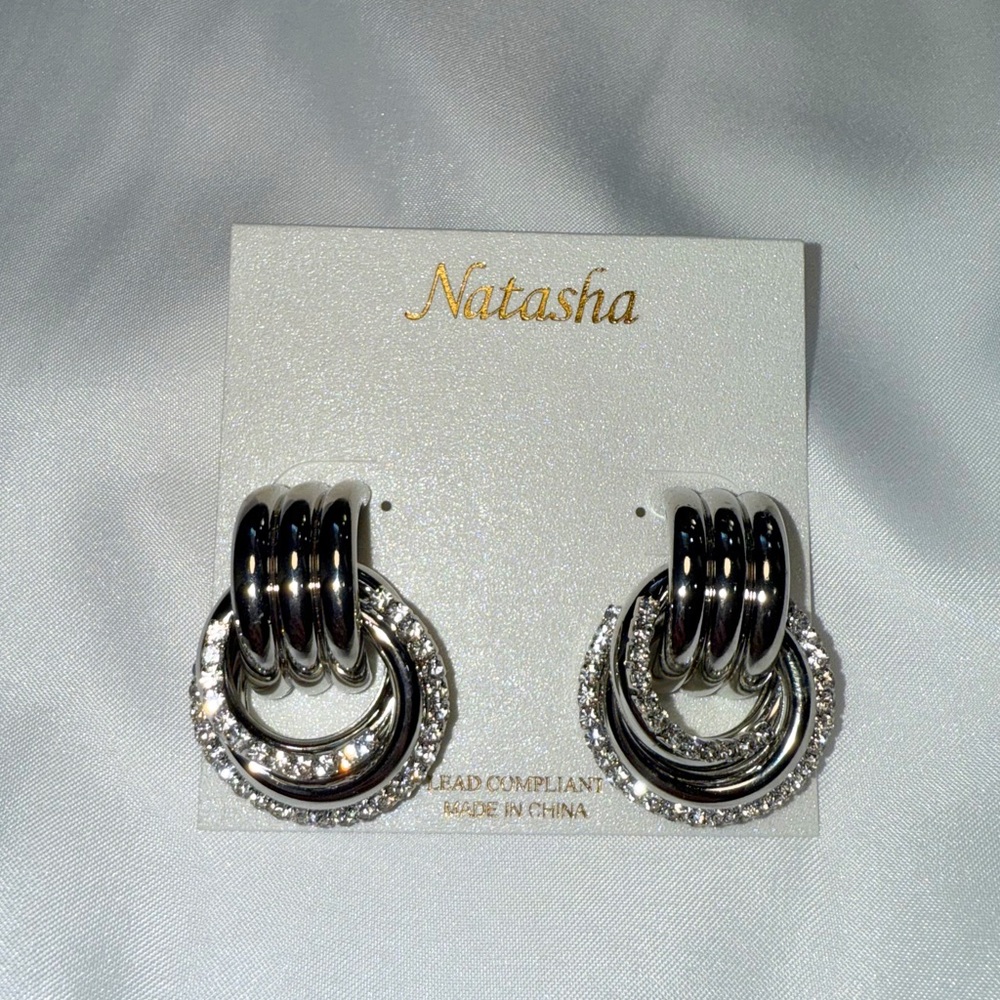 Silver Rhinestone Earrings